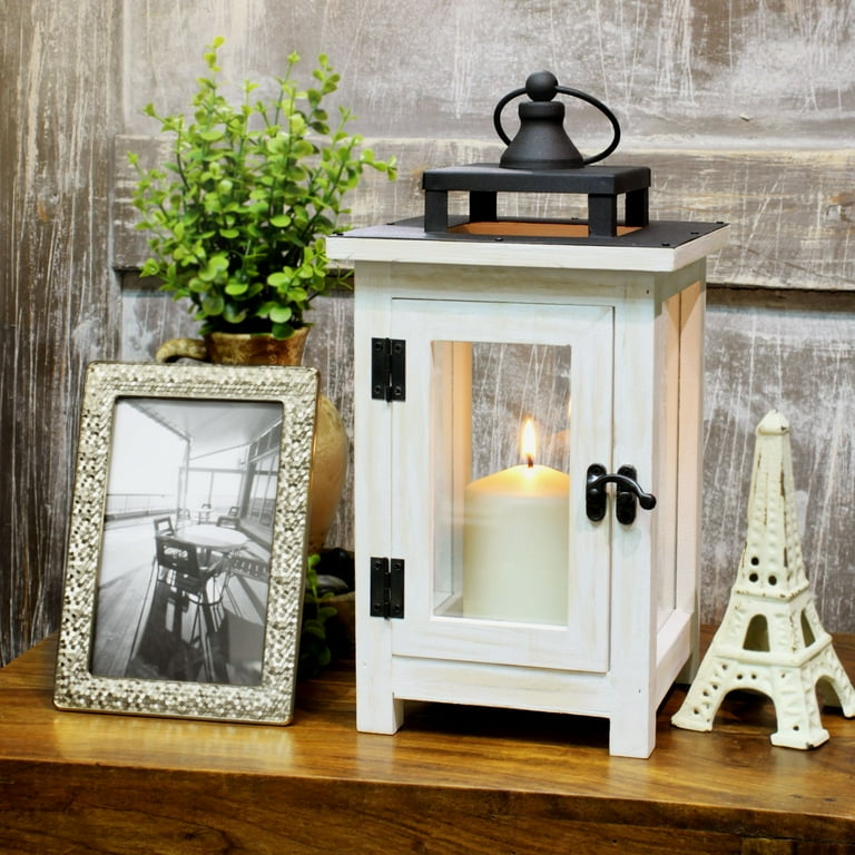 Better Homes & Gardens, Wood and Metal Lantern White Better Homes & Gardens, Wood and Metal Lantern White