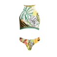 thumbnail image 5 of WREESH Womens One Piece Swimsuits Beach Cover Ups Vintage Printed Swimwear Conservative Swimwear Printed Beach Skirt Set Sleeveless Bathing Suits Green, 5 of 5