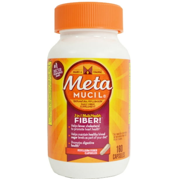 4 Pack Metamucil Fiber Heart & Digestive Health Capsules 160 ea