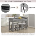 thumbnail image 6 of Harper & Bright Designs 4 Piece Bar Table Set for 4, Kitchen Dining Stools Set with 3 Upholstered Stools with 3 Drawers and USB Port, Gray, 6 of 15
