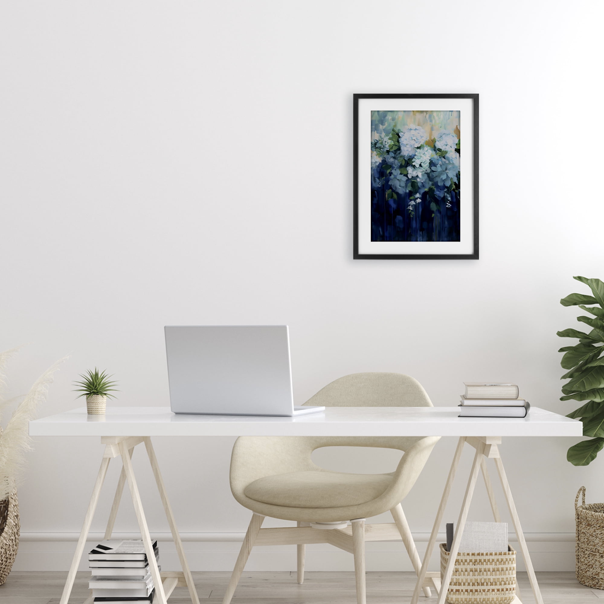 Stupell Industries Lush Blue Hydrangea Abstract Black Framed Print Under Glass, design by Gina Kelly
