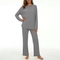 thumbnail image 5 of MecTo Women Pajamas Sets, Lady Oversize Comfy Solid Long-Sleeved PJ, 2 piece, Size M, 5 of 6
