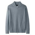 thumbnail image 4 of DHFJKG Mens Sweater Knit Cardigan Two-Way Zip Long Sleeve Crewneck Regular Fit Knitted Solid Color Jacket Streetwear Autumn Winter Thickened Comfort Outerwear, 4 of 4