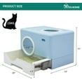 thumbnail image 3 of Dextrus Large Enclosed Cat Litter Box, Odorless Enclosed Design with Drawer, Lid Cover, Front Entry & Top Exit Door for Easy Cleaning - Blue, 3 of 6