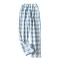 thumbnail image 2 of Oksale Flannel Pajama Pants for Women Plaid Fleece Lined Pajama Pants with Pockets Soft Fuzyy Pj Pants Elastic Waist Sleepwewar Pants 2025 Blue M, 2 of 5