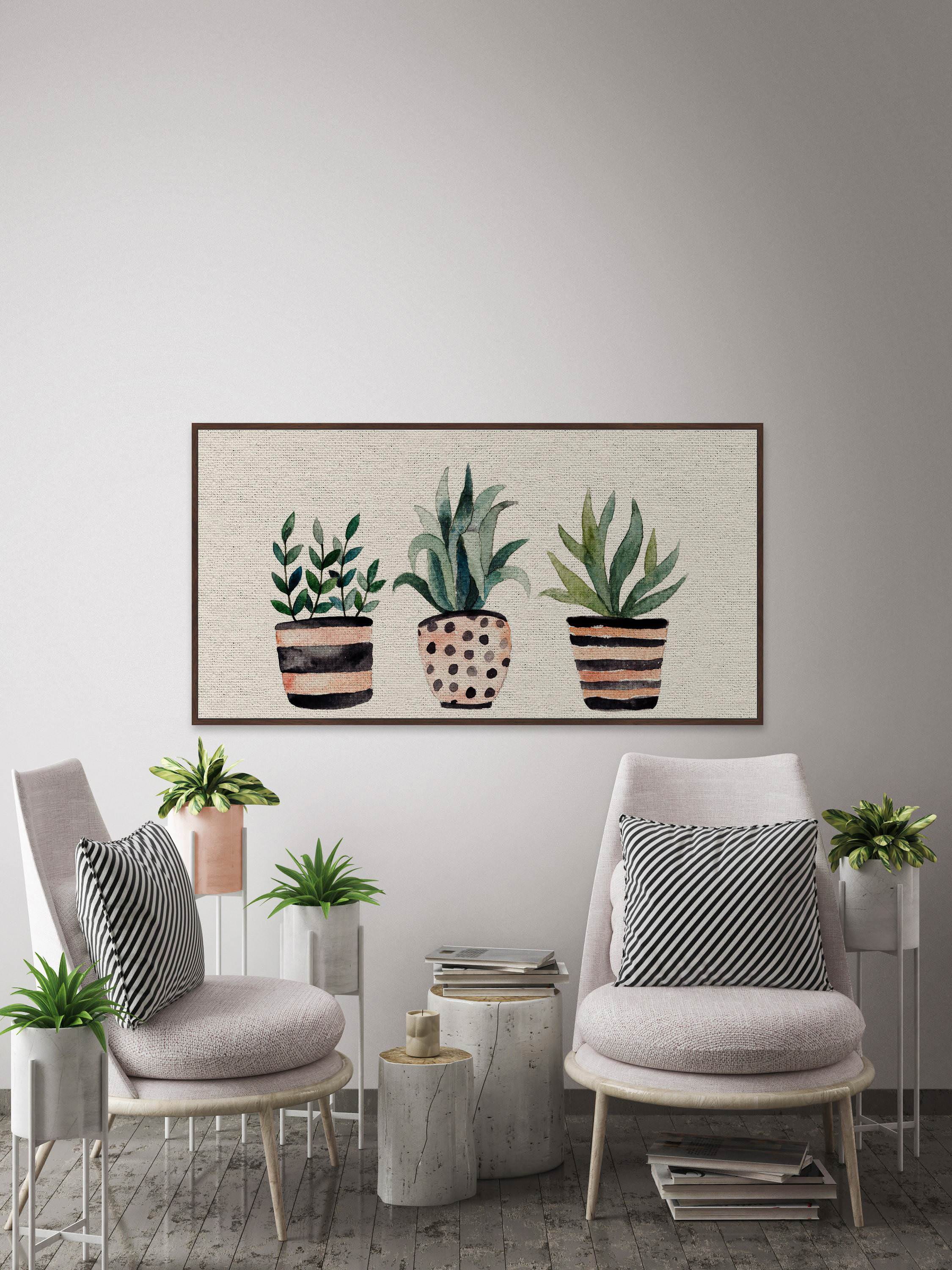 Three Plants II Floater Framed Painting Print on Canvas