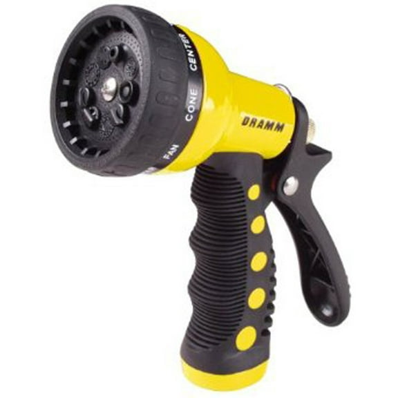 Dramm Heavy-Duty Metal 9-Pattern Watering Nozzle - Adjustable Flow - Yellow