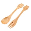 Kitchen Tableware Travel Wooden imitated rabbit Pattern Food Fork Spoon Set
