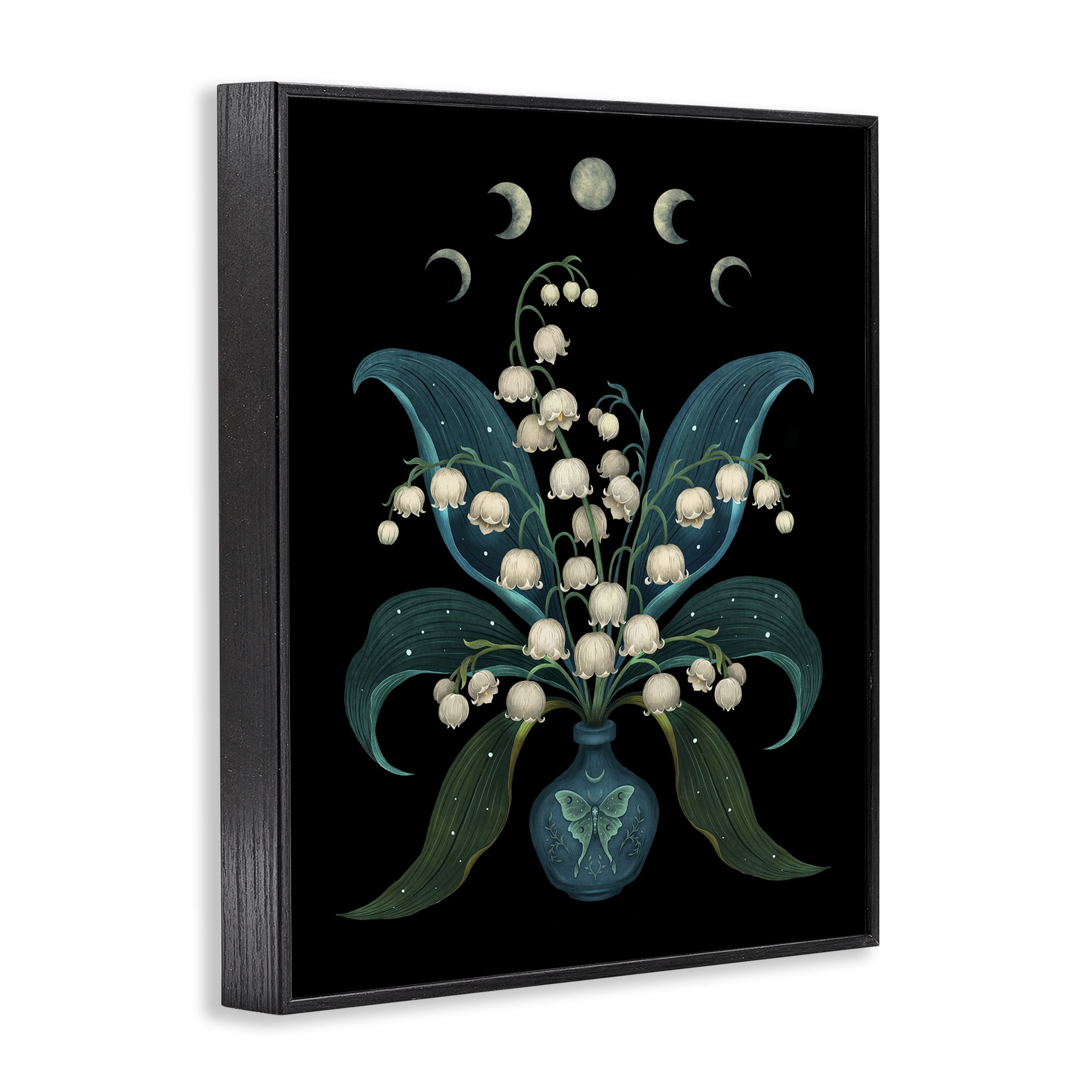 Stupell Industries Lunar Lily Of Valley Black Framed Giclee Art, design by Episodic Drawings