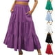 thumbnail image 5 of Faldas largas para mujer, falda maxi de verano con abertura, falda bohemia de cintura alta elástica, falda de línea A con volantes, falda de playa con vuelo, 5 of 5