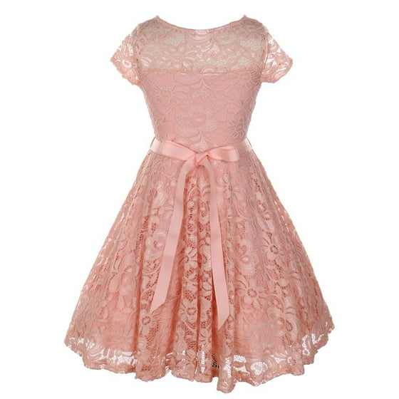 Just Kids - Girls Blush Lace Glitter Stone Belt Special Occasion Skater ...