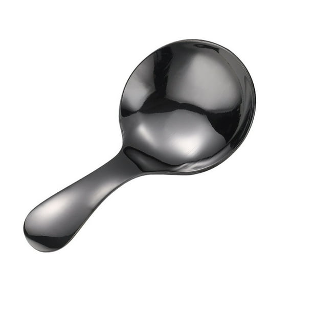 Cuchara de acero inoxidable Injueey Pulido Color sólido Mango corto Postre de azúcar Helado Negro