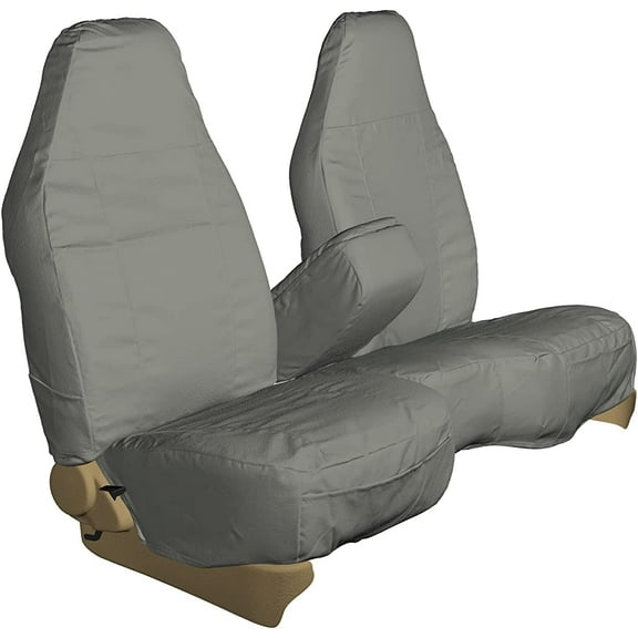 F220 1997-1999 Ford F150 High Back 40/60 Split Seat With Molded Headrests and Opening Console in Gray Twill