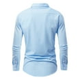 thumbnail image 2 of qolati Mens Dress Shirts Striped Long Sleeve Stretch Wrinkle-Free Solid Formal Blouses Work Tops Casual Button Down Shirts with Pocket Light Blue XXXL, 2 of 8