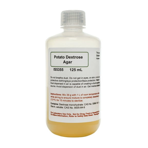 Prepared Potato Dextrose Agar (PDA), 125mL - Melt & Pour - Fungi Culture Medium, Growth Medium - Innovating Science