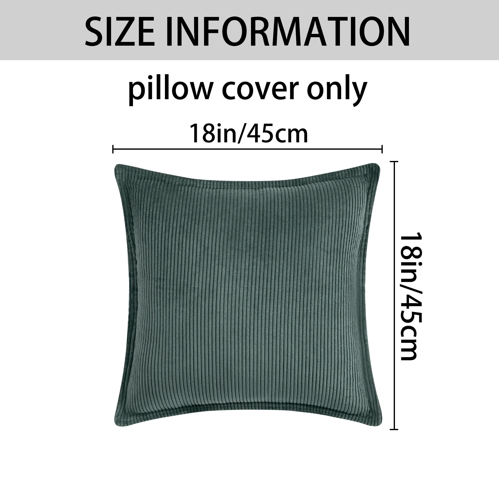 Unique Bargains 2Pcs Decorative Throw Pillow Covers for Couch Bed Dark Green 18" x 18"