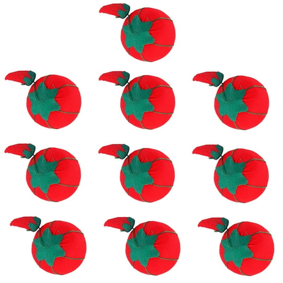 WEUVEB 10Pcs Tomato Shaped Pin Cushion Cotton Sewing Needle Organizer for Storage
