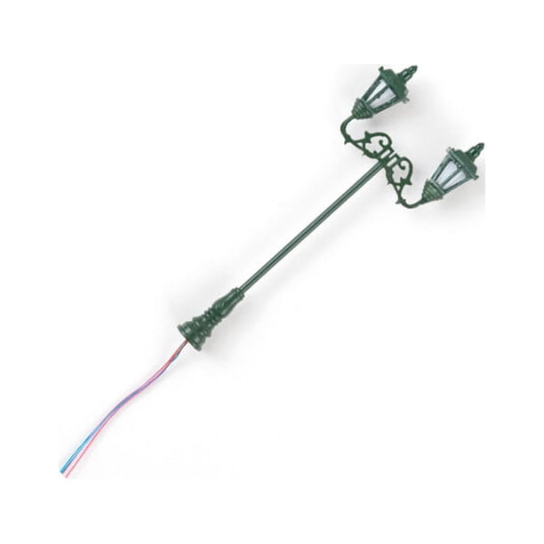 Injueey Farola LED Lámparas de jardín resistentes de cabezas Mini paisaje Farola en miniatura Patios de arena Paisaje ferroviario Artesanía Verde (blanco cálido)