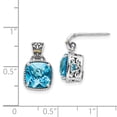 thumbnail image 4 of Shey Couture Sterling Silver with 14K Accent Antiqued Cushion Blue Topaz Post Dangle Earrings QTC783, 4 of 4