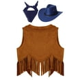 thumbnail image 4 of LiiYii Kids Western Cowboy Cowgirl Outfit 3 Pcs Set for Boys Girls Party Farm Dress Up Brown&Blue 10, 4 of 4