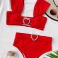 thumbnail image 6 of Womens swimsuits ,Women Heart Buckle Bikini Set Push-Up Pad Swimwear Swimsuit Beachwear Red L(L), 6 of 6