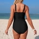 thumbnail image 5 of Traje de baño de una pieza para mujer, conjuntos de bikini para mujer, traje de baño de bikini sin mangas con cuello en V liso para mujer, traje de baño con relleno push-up, traje de baño de talla gra, 5 of 5