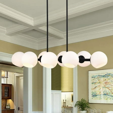 Yannick 38 in. 8-Light Indoor Matte Black Finish Chandelier with Light Kit
