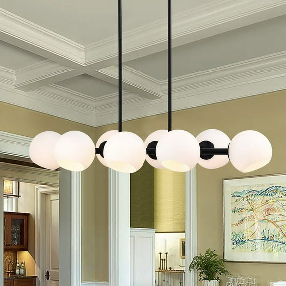 Yannick 38 in. 8-Light Indoor Matte Black Finish Chandelier with Light Kit
