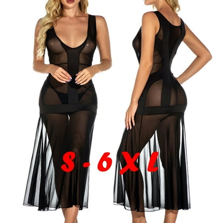 

VONCOS Women s Lace Sexy Erotic Underwear Sexy Women Splice Wireless Bra Lingerie Backless Pajamas Nightdress Black S-6XL