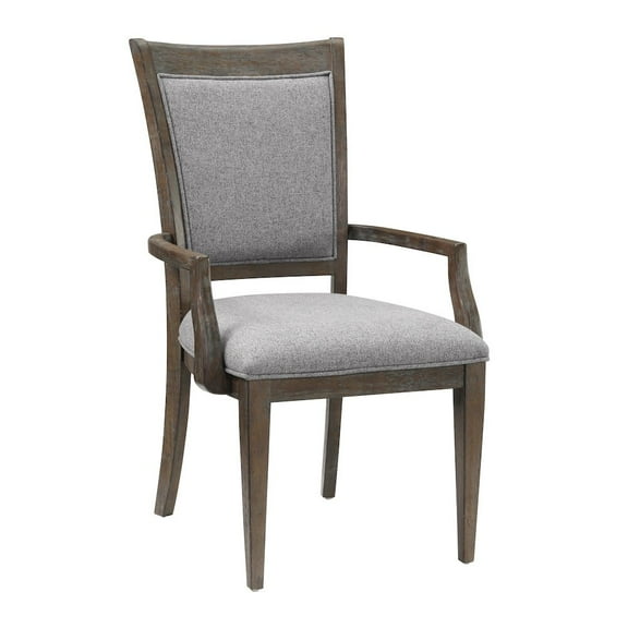 Lexicon 19" Transitional Fabric Dining Room Arm Chair in Gray/Brown (Set of 2)