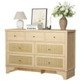 thumbnail image 3 of Dresser for Bedroom with 7 Drawers, 47.3'' Wide Wood Chest of Drawers with Natural Rattan Drawers, Wood Drawer Organizer with Sturdy Base for Living Room, Entryway and Hallway, 3 of 7