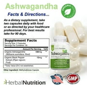 Ashwagandha Organic 1300mg Extra Strength Two Bottle Pack 120 Capsules Free Bottle