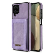 Mantto for Samsung Galaxy A12 5G Case,Luxury Synthetic Leather Back Shell Cover Phone Case with Card Holder Kickatand Compartment for Samsung Galaxy A12 5G, Purple