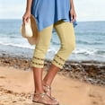 thumbnail image 3 of Guluxicc Women's Cropped Pants Elastic Waist Relaxed Summer Casual Capris for Everyday Wear, 3 of 9