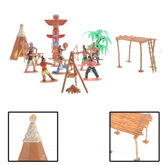 KALLORY 1 Set Primitive Tribe Models Figurines Plastic Educational Toy for Children Home Decoration