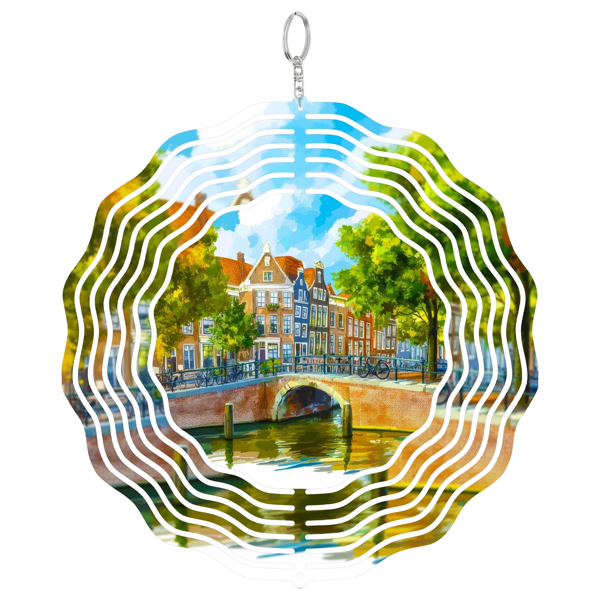 Leiden Netherlands University 3D Wind Spinner Metal Hanging Sculpture Garden Decor Yard Art Gift For Student