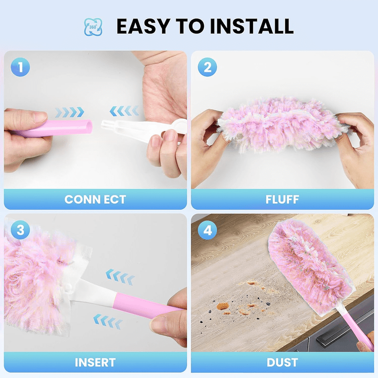 100-Pack Electrostatic Duster Refills Bulk Set – Includes 4 Handles (2 Long, 2 Short) For Blinds, Fans & Hard-to-Reach Areas