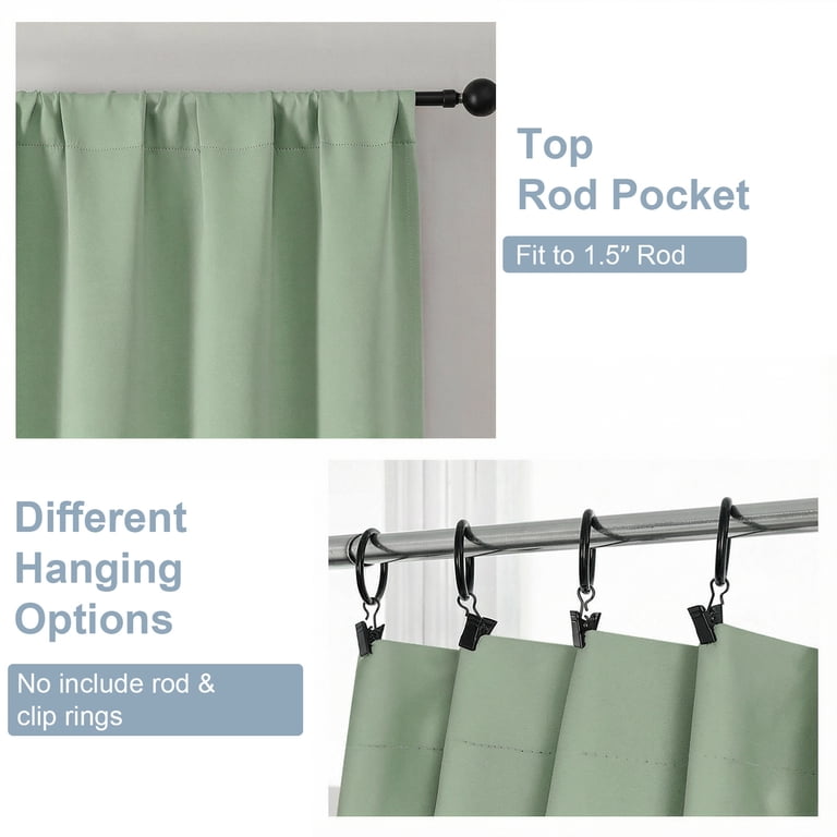 OVZME Light Green Blackout Curtains, 40x36, Set of 2 photo 3