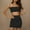 Black, variant on Abomasnow Women's Sexy 2 Piece Outfits Strap Crop Top Skirt Set Bodycon Mini Dress