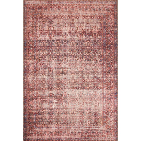 Loloi Loren Collection LQ-05 Eggplant / Crimson Oriental Area Rug 1'-6" x 1'-6" Sample Swatch