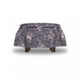 thumbnail image 4 of Floral Ottoman Cover, Bindweed Flower Bells Design, 2 Piece Slipcover Set with Ruffle Skirt for Square Round Cube Footstool Decorative Home Accent, Standard Size, Petrol Blue Mauve, by Ambesonne, 4 of 5