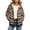 Aztec Geometric, variant on Grey Bat Print Women's Sherpa Lined Fuzzy Jacket Button Front Warm Winter Outerwear with Side Pockets, Long Sleeve Casual Halloween Style Coats for Daily Wear