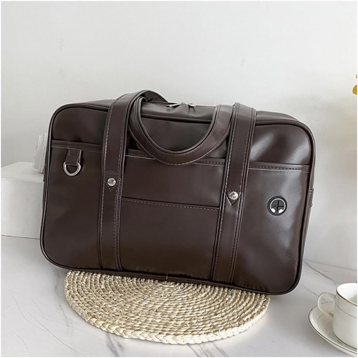 SPEKSEE Japanese JK Uniform Handbag Academic Handbag with Headphone Cable Hole Portable Leather Laptop Tote Messenger Bag