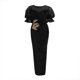 thumbnail image 1 of Gibobby Vestidos para mujer casuales Vestido bordado con lentejuelas y temperamento estilo pecho envuelto en la cintura alta (Negro,CH), 1 of 3