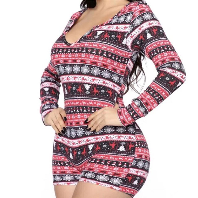 CHRONSTYLE-mono a cuadros para mujer, ropa de dormir con estampado de camuflaje, Sexy, con cuello en V, ajustado, de una pieza, con botones