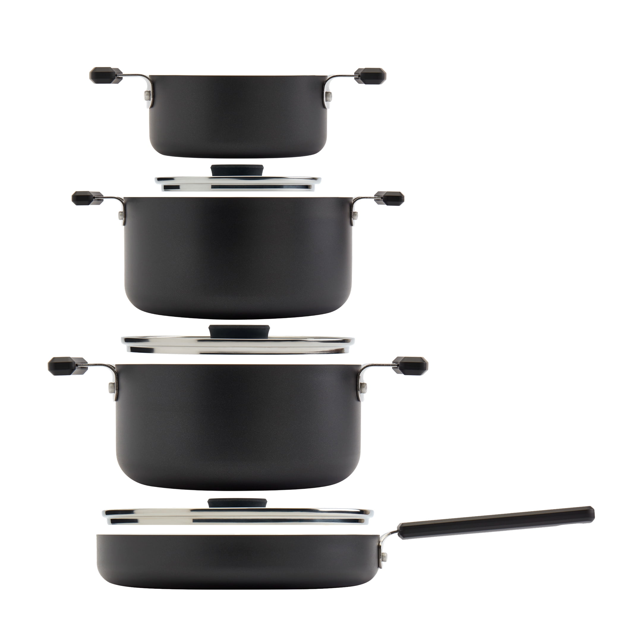 Denmark 7PC Stax Aluminum Cookware Set Black