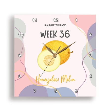3dRose, Image of Honey Melon how big is your baby week 36, 15x15 Wall Clock
