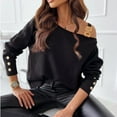 thumbnail image 5 of Gibobby Blusas Elegantes Para Mujer de manga larga de otoño e invierno para mujer con botones estampados en el cuello（Negro， XL), 5 of 5