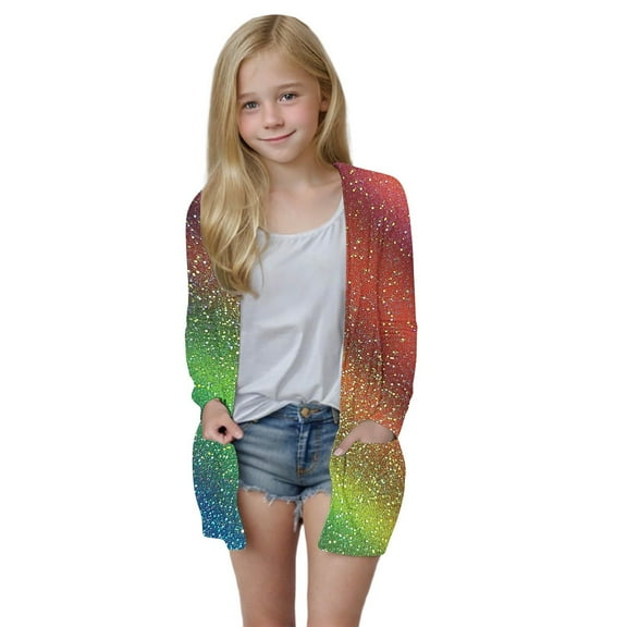 Girls Lightweight Cardigan Soft Long Sleeve Plain Open Front Blouse with Pockets Kids School Casual Elegant Cute Tops Clothes Multicolor 5-6 Years