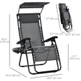 thumbnail image 2 of Outdoor Zero Gravity Reclining Lounger Chair with Canopy Shade, Side Tray, Cupholder, Light Grey, 2 of 7
